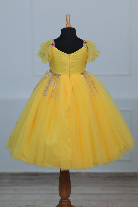 Pre-Order: Lemon Yellow Gown with Intricate Handworks