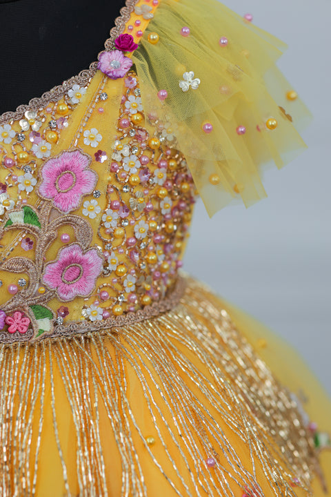 Pre-Order: Lemon Yellow Gown with Intricate Handworks