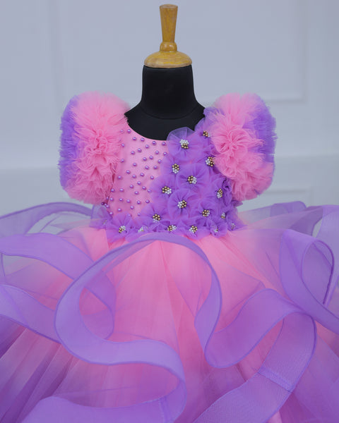 Pre-Order: Pink and Lavender Color Gradient Swirled Gown