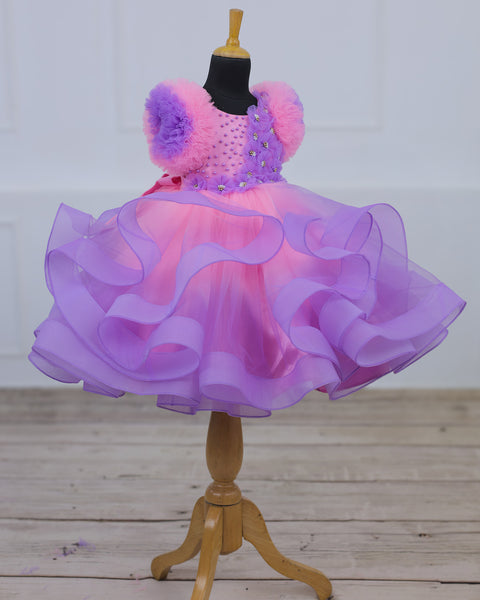 Pre-Order: Pink and Lavender Color Gradient Swirled Gown
