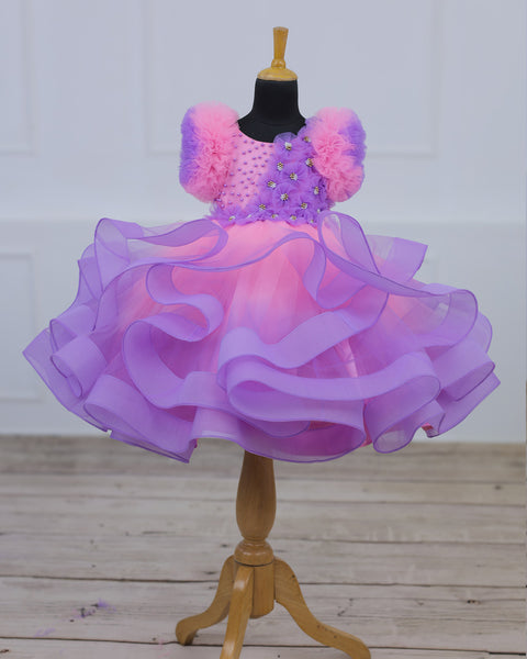 Pre-Order: Pink and Lavender Color Gradient Swirled Gown