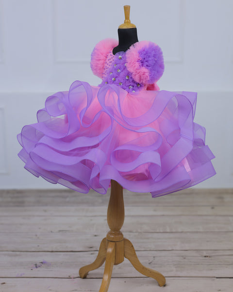Pre-Order: Pink and Lavender Color Gradient Swirled Gown