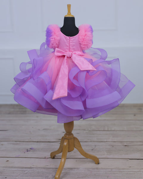 Pre-Order: Pink and Lavender Color Gradient Swirled Gown