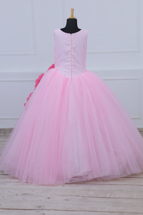 Pre-Order: Cherry Blossom with Rose Pink Combo Couture Gown with Frill Details