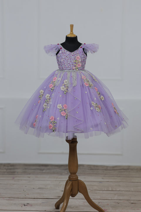 Pre-Order: Light Lavender Gown with Intricate Handworks