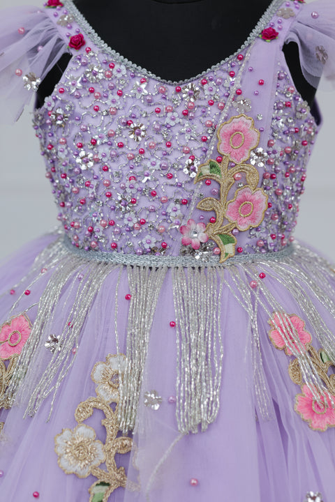 Pre-Order: Light Lavender Gown with Intricate Handworks