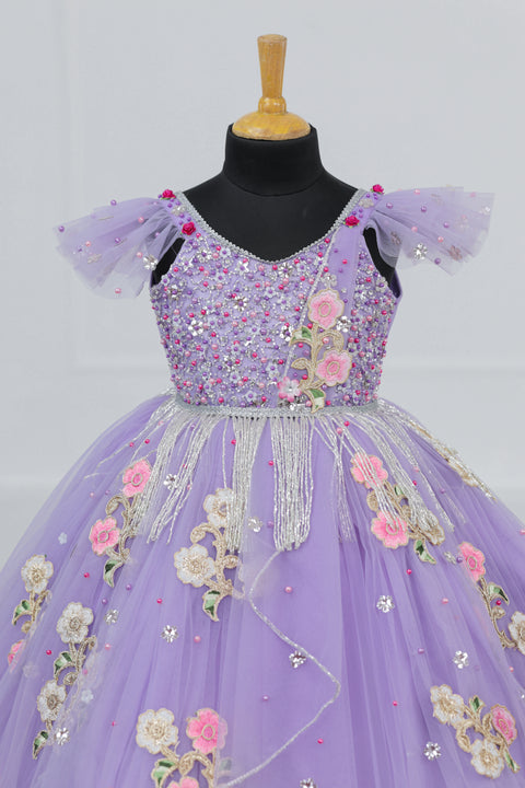 Pre-Order: Light Lavender Gown with Intricate Handworks