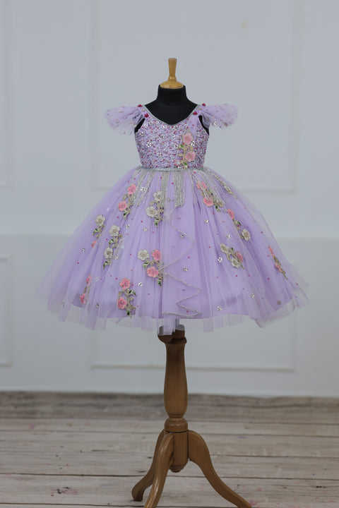 Pre-Order: Light Lavender Gown with Intricate Handworks
