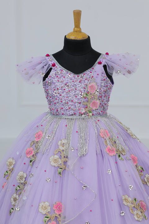 Pre-Order: Light Lavender Gown with Intricate Handworks