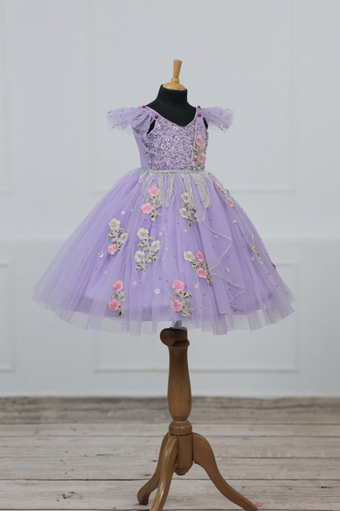 Pre-Order: Light Lavender Gown with Intricate Handworks
