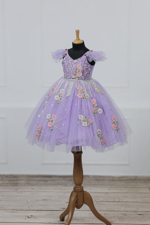 Pre-Order: Light Lavender Gown with Intricate Handworks