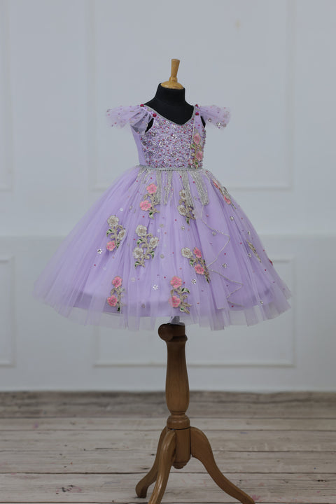 Pre-Order: Light Lavender Gown with Intricate Handworks