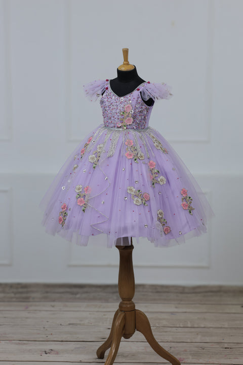 Pre-Order: Light Lavender Gown with Intricate Handworks