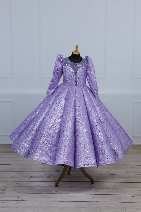 Pre-Order: Lavender Full Sleeve SEQUENCE Panel Gown