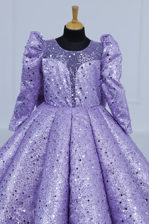 Pre-Order: Lavender Full Sleeve SEQUENCE Panel Gown