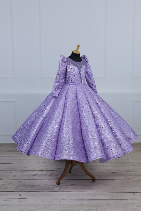Pre-Order: Lavender Full Sleeve SEQUENCE Panel Gown