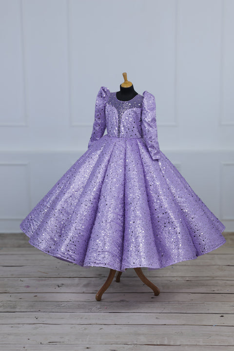 Pre-Order: Lavender Full Sleeve SEQUENCE Panel Gown