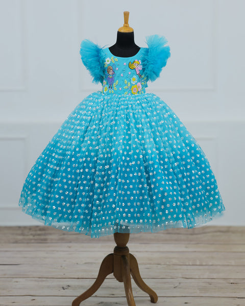 Pre-Order: Baby Blue & Sky Blue Theme Dress Highlighted With Handwork
