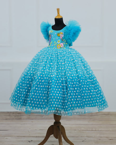 Pre-Order: Baby Blue & Sky Blue Theme Dress Highlighted With Handwork
