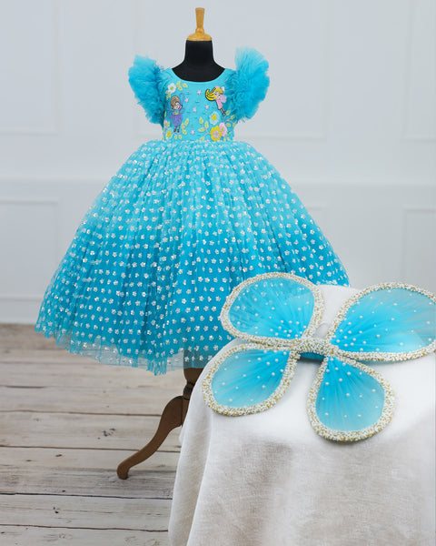 Pre-Order: Baby Blue & Sky Blue Theme Dress Highlighted With Handwork
