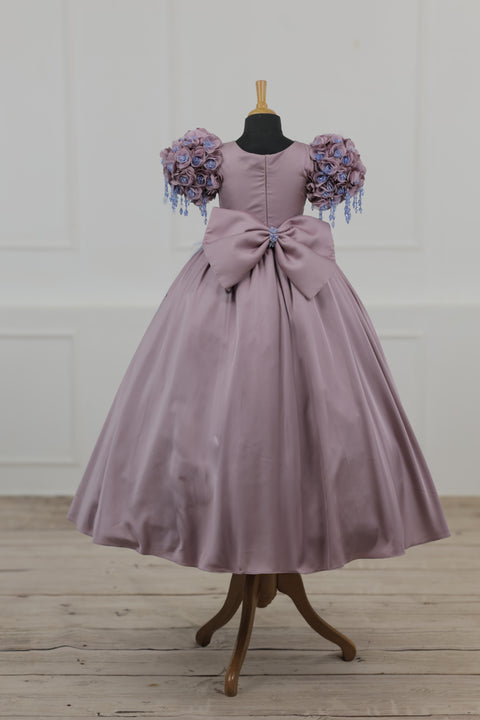 Pre-Order: Dusty Lilac Yoke with Heavy Embroidery Flower & Tassel-Adorned Sleeves.