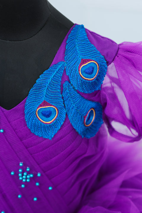Pre-Order: Purple with Blue shaded Feather Frill with Peacock Feather Emblishment