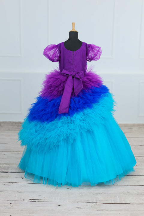 Pre-Order: Purple with Blue shaded Feather Frill with Peacock Feather Emblishment