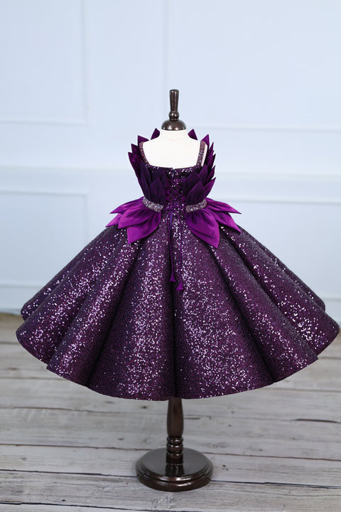 Pre-Order: Stunning Purple gown with a Petal Style &Detachable Top and a Glittering SEQUENCE Panel Gown
