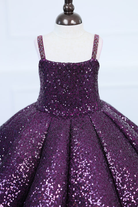 Pre-Order: Stunning Purple gown with a Petal Style &Detachable Top and a Glittering SEQUENCE Panel Gown