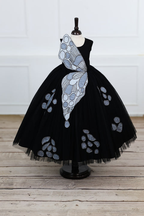 Pre-Order: Black Gown with Handcrafted Butterfly Wings