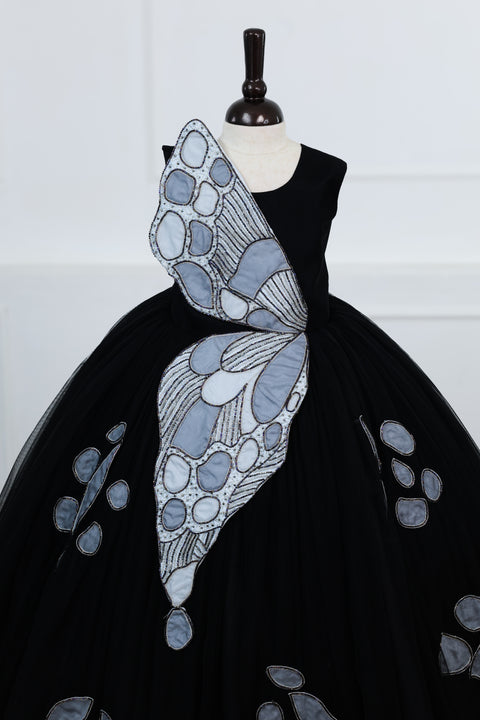 Pre-Order: Black Gown with Handcrafted Butterfly Wings