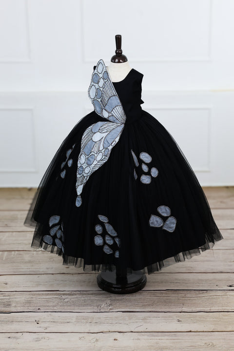 Pre-Order: Black Gown with Handcrafted Butterfly Wings