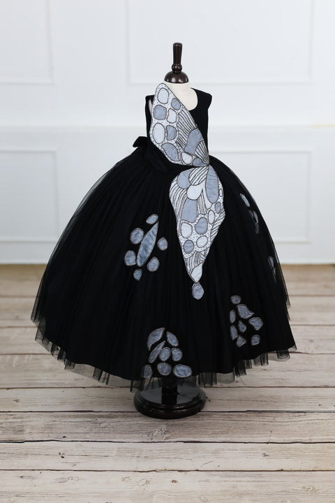 Pre-Order: Black Gown with Handcrafted Butterfly Wings