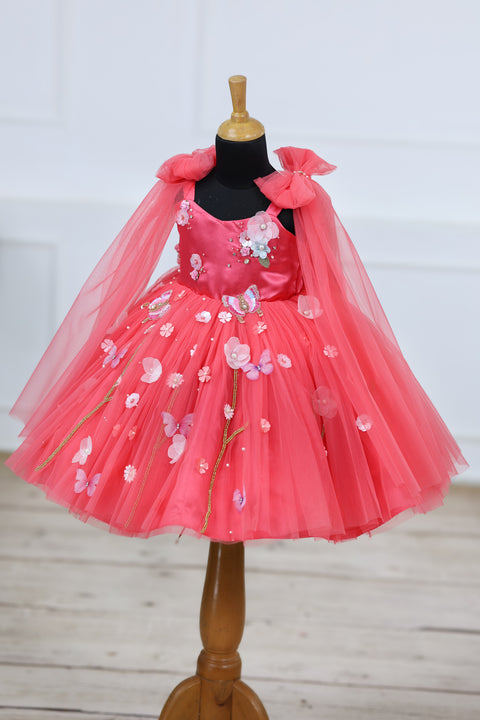 Pre-Order: Dreamy Floral Salmon Pink Princess Gown