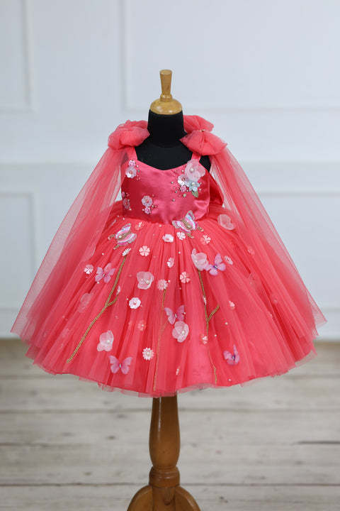 Pre-Order: Dreamy Floral Salmon Pink Princess Gown