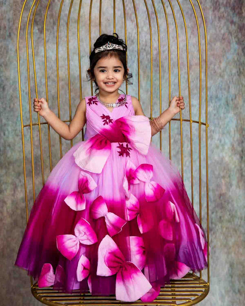 Pre-Order: Ombre Bow - Light Lavender And Plum Purple Ombre Shaded Bow Detailing