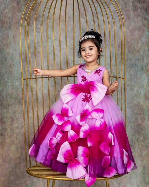 Pre-Order: Ombre Bow - Light Lavender And Plum Purple Ombre Shaded Bow Detailing