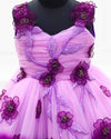 Pre-Order: Pink lavender and grape purple Double Shade Couture Gown With Handcrafted Flowers And Leaves