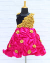Pre-Order: Rani Pink and Marry Gold Smoky Gown with Hand Crafted Flowers