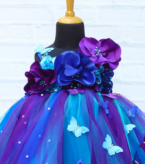 Pre-Order: Peacock Color Shades Tutu Flower Frock