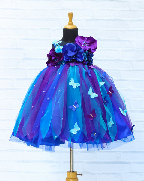 Pre-Order: Peacock Color Shades Tutu Flower Frock