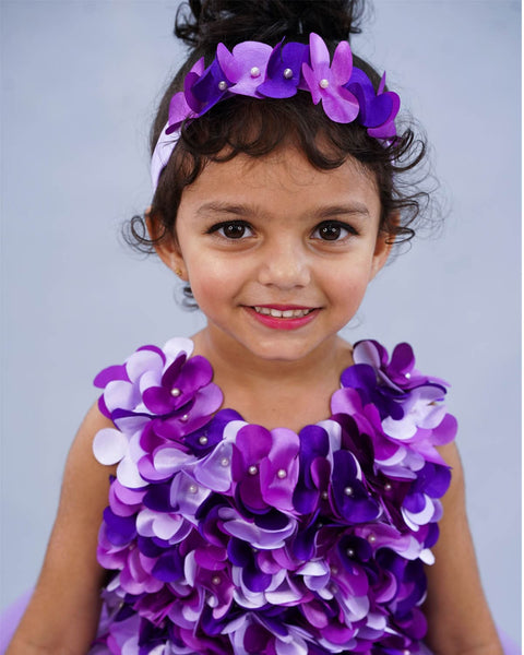 Pre-Order: Lavender And Purple High Low Flower Petal Frock