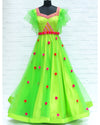 Pre-Order: Bright Parrot Green Gown With Heavy Beaded Yoke