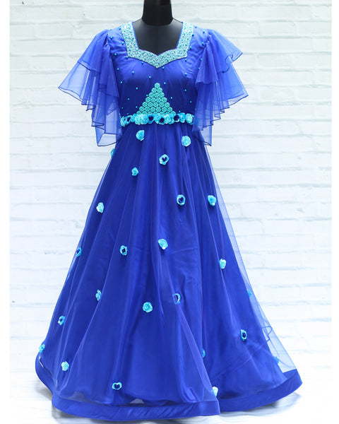 Pre-Order: Royal Blue Gown With Heavy Beaded Yoke