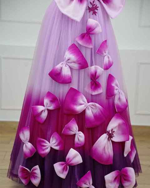 Pre-Order: Mom's Ombre bow - light lavender and plum purple ombre shaded bow detailing