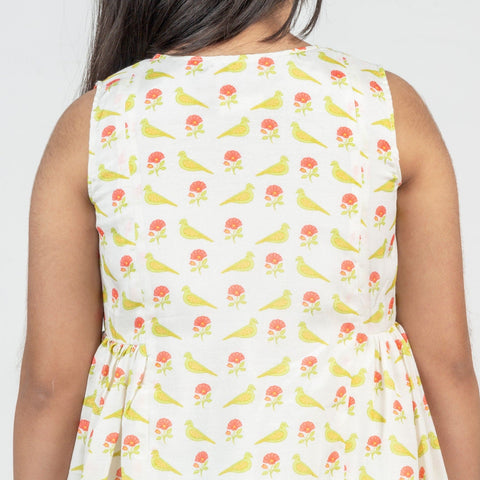 Pre-Order: Bird Printed Angrakha Dress