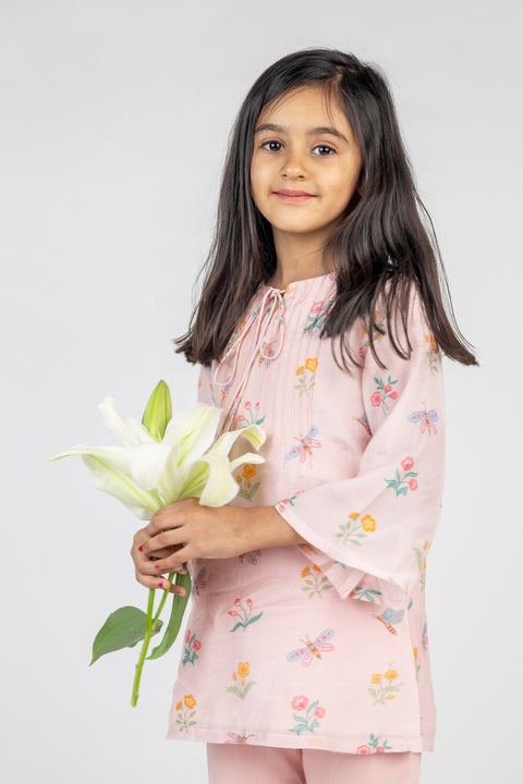 Pre-Order: Dragon Fly & Floral Kurta Set