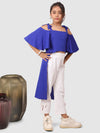 Asymmetricflaredtop sleeve with pant Royal Blue and White
