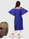 Asymmetricflaredtop sleeve with pant Royal Blue and White