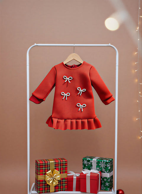 Pre-Order: Mini Bows Pleated Dress